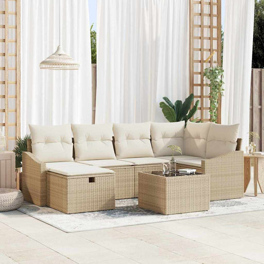 Bankstel met kussen 6 pcs poly rattan is nu te koop bij PeponiXL, paradijselijk wonen!