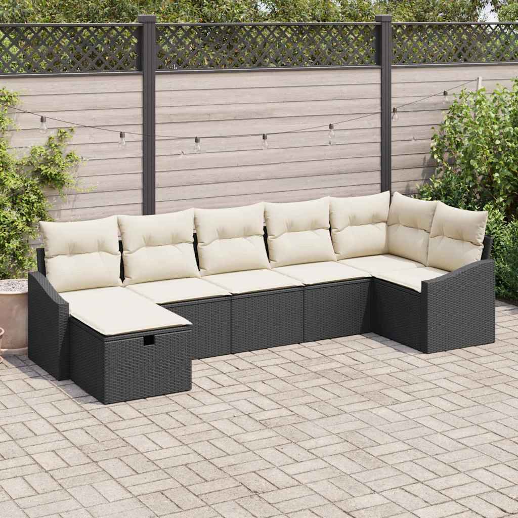 Bankstel met kussen 7 pcs poly rattan is nu te koop bij PeponiXL, paradijselijk wonen!