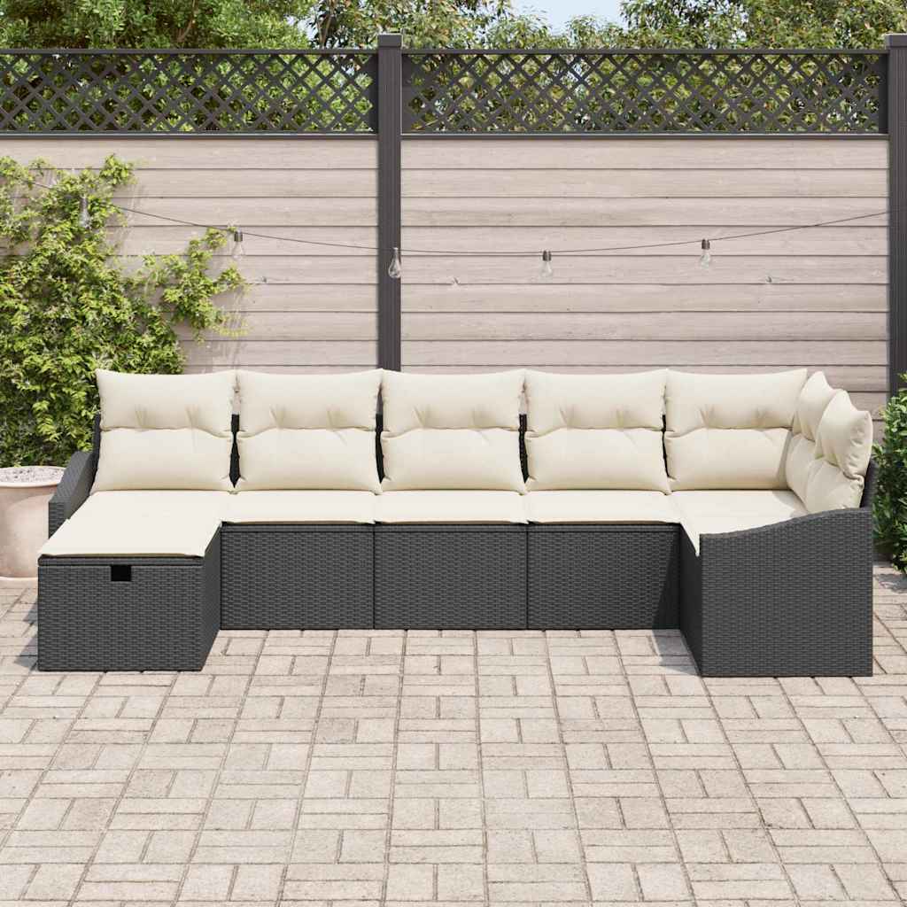 Bankstel met kussen 7 pcs poly rattan is nu te koop bij PeponiXL, paradijselijk wonen!
