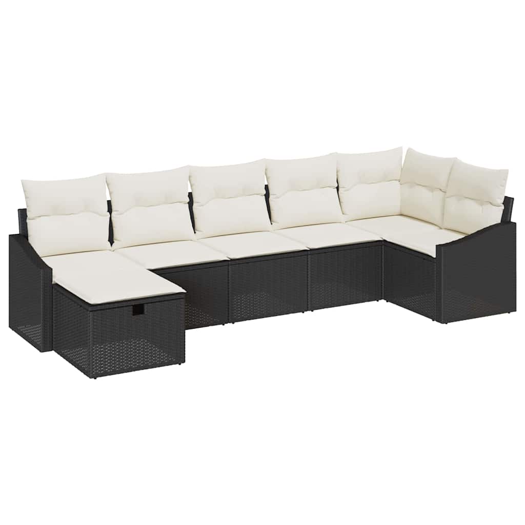 Bankstel met kussen 7 pcs poly rattan is nu te koop bij PeponiXL, paradijselijk wonen!