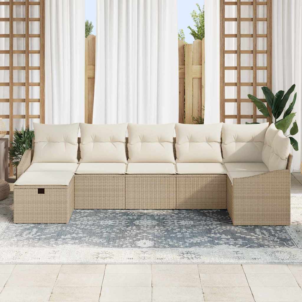 Bankstel met kussen 7 pcs poly rattan is nu te koop bij PeponiXL, paradijselijk wonen!