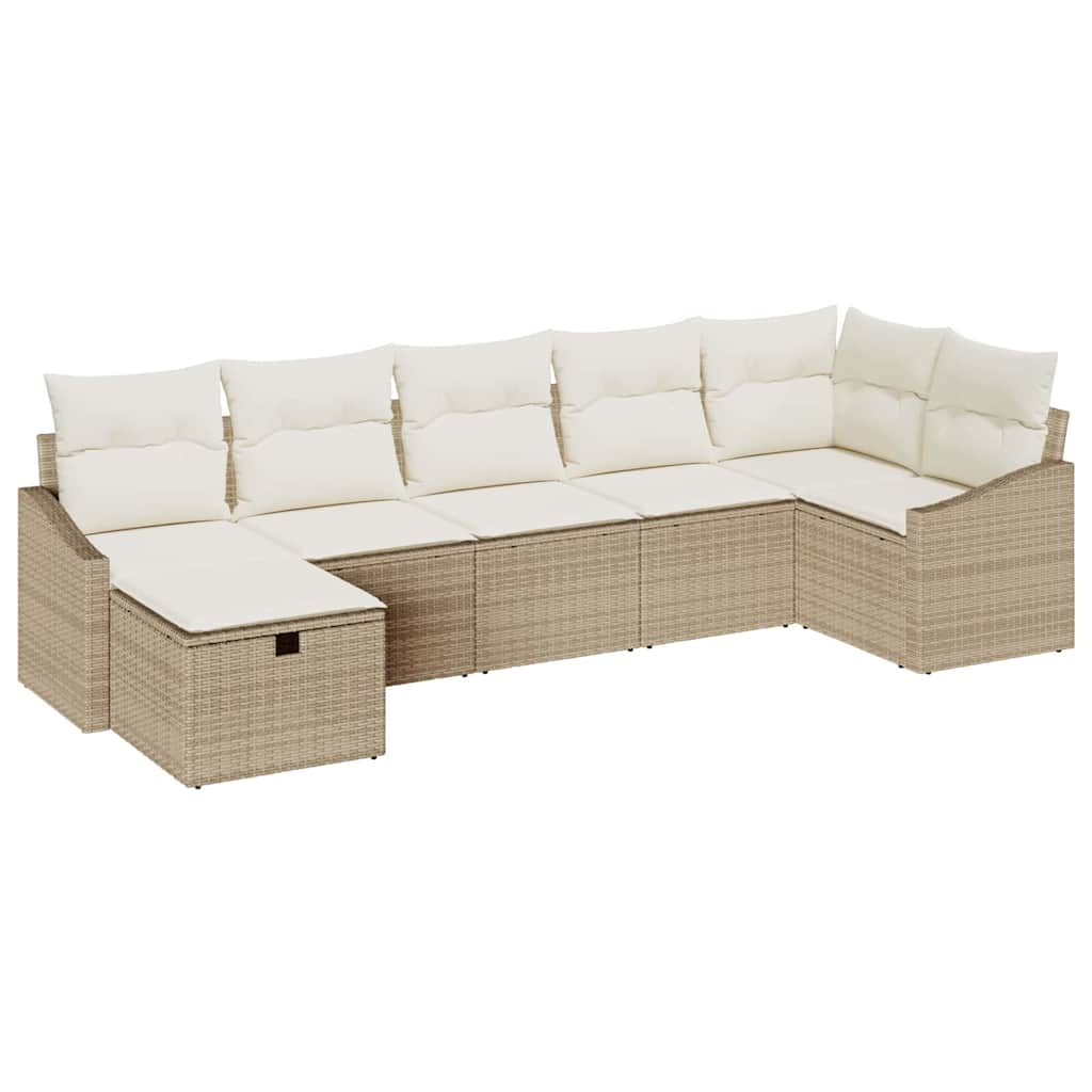 Bankstel met kussen 7 pcs poly rattan is nu te koop bij PeponiXL, paradijselijk wonen!
