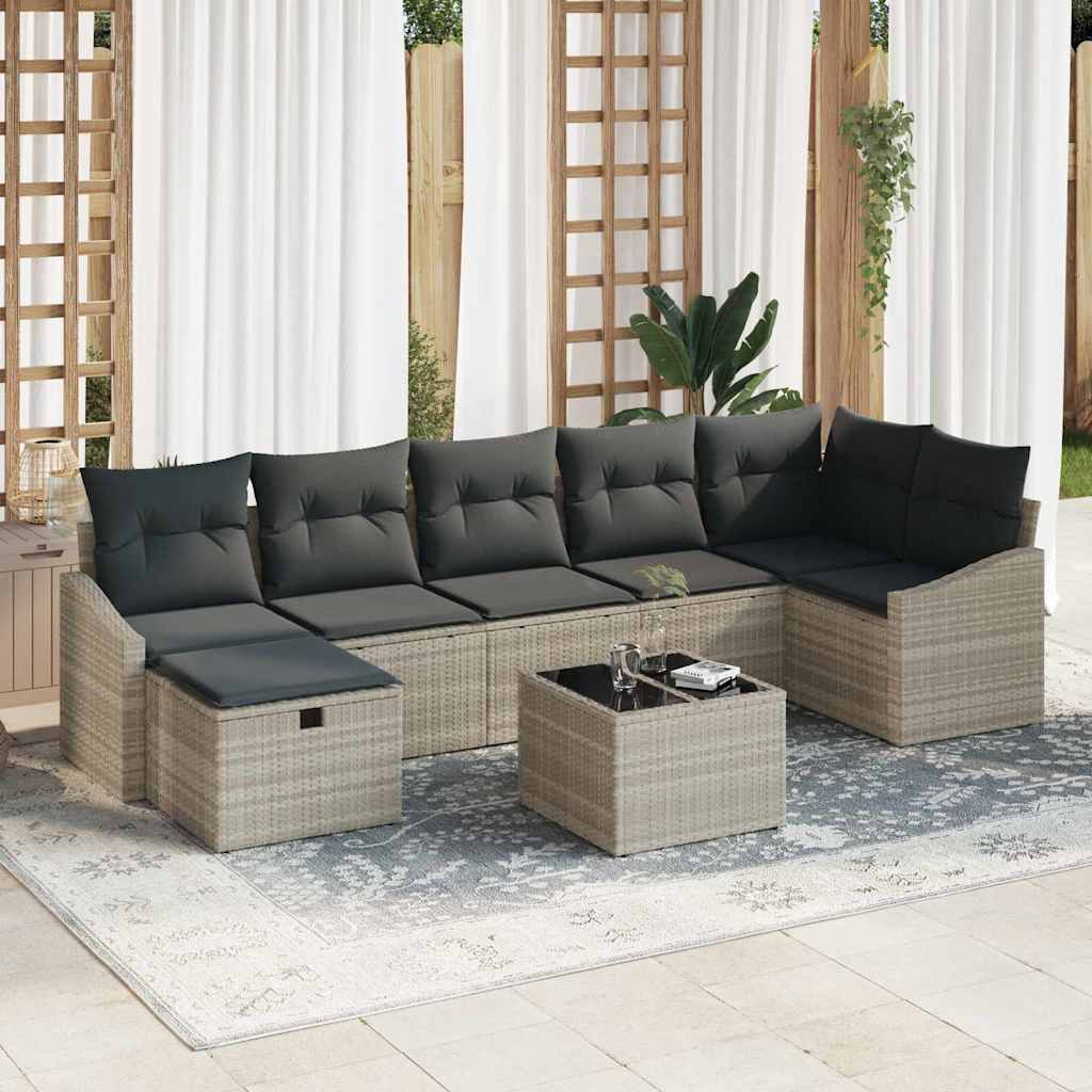 Bankstel met kussen 8 pcs poly rattan is nu te koop bij PeponiXL, paradijselijk wonen!
