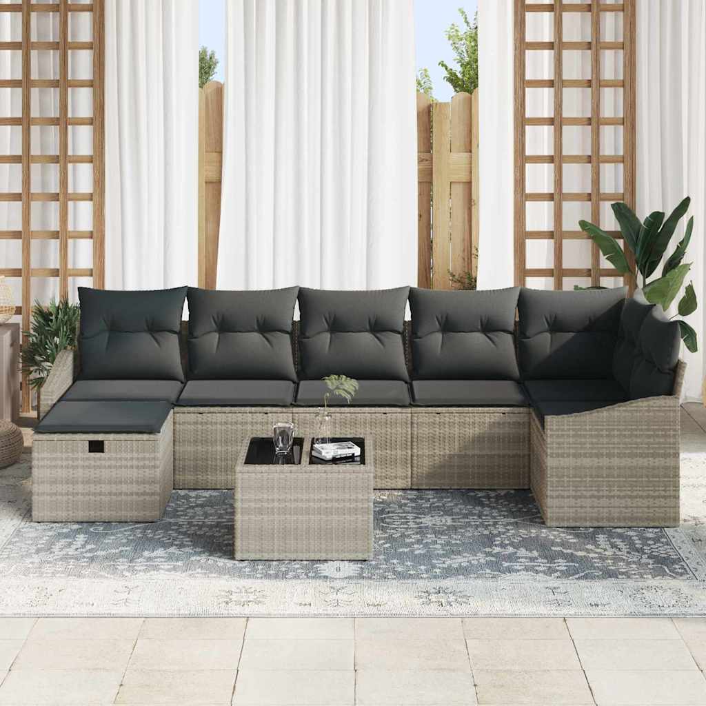 Bankstel met kussen 8 pcs poly rattan is nu te koop bij PeponiXL, paradijselijk wonen!