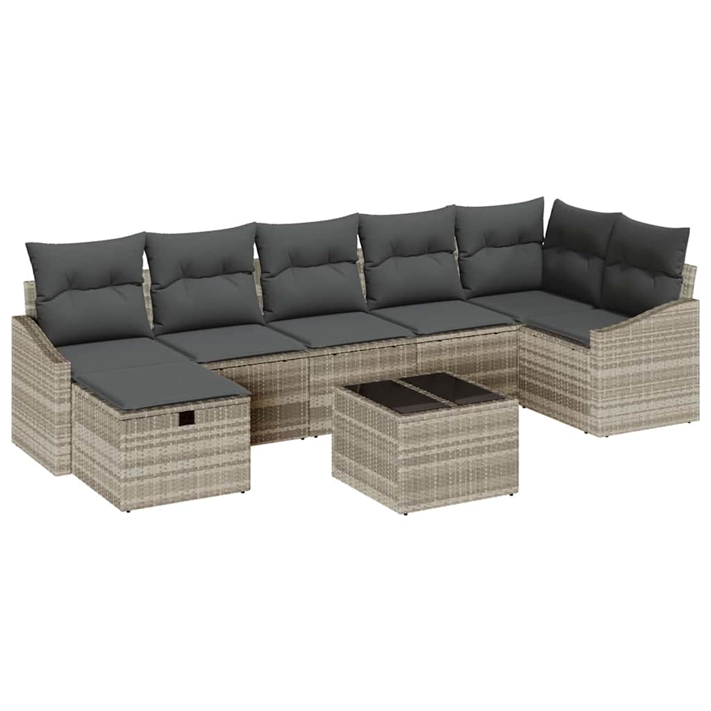 Bankstel met kussen 8 pcs poly rattan is nu te koop bij PeponiXL, paradijselijk wonen!