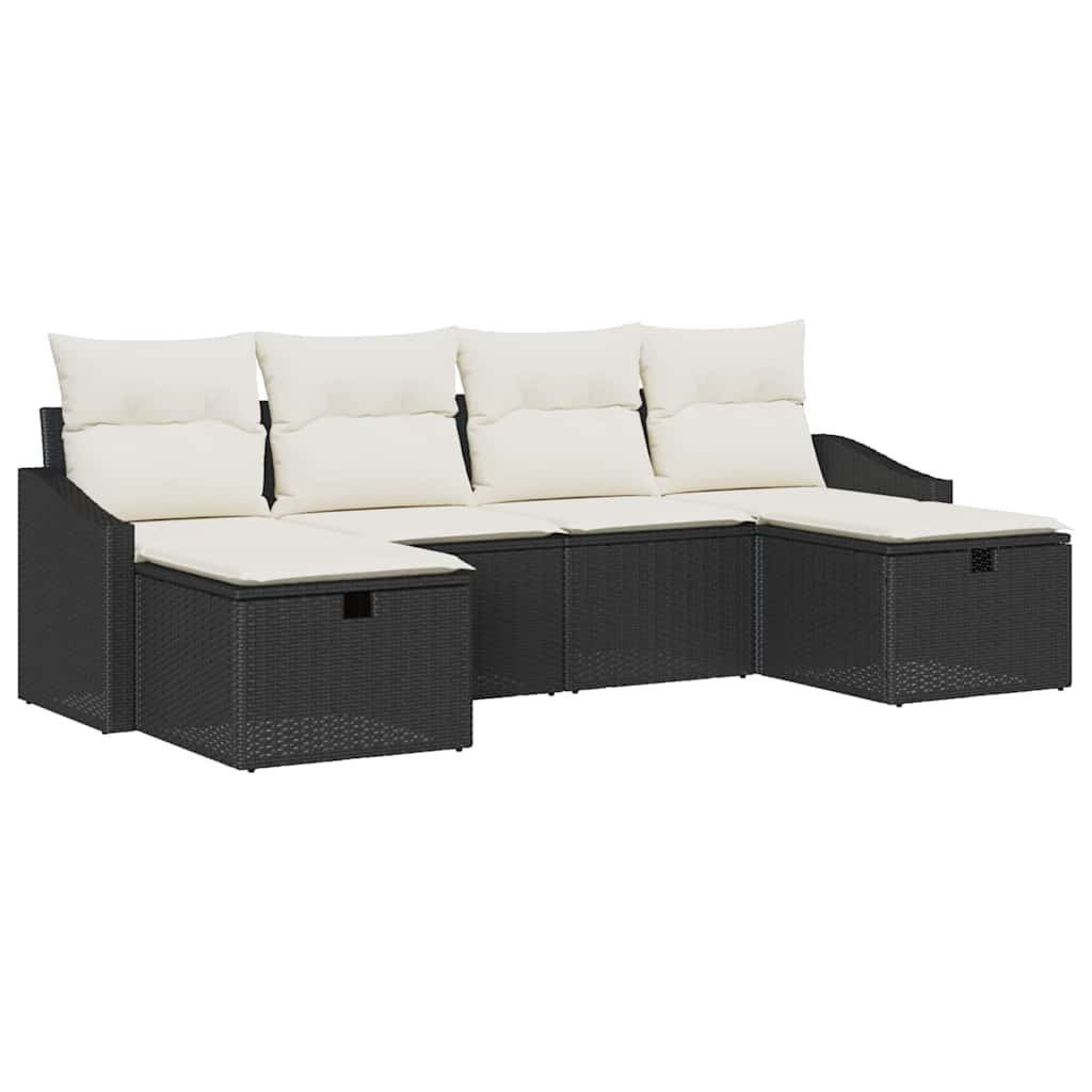 Bankstel met kussen 6 pcs poly rattan is nu te koop bij PeponiXL, paradijselijk wonen!