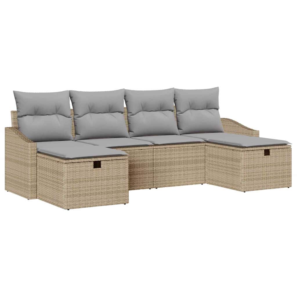 Bankstel 6 st poly rattan
