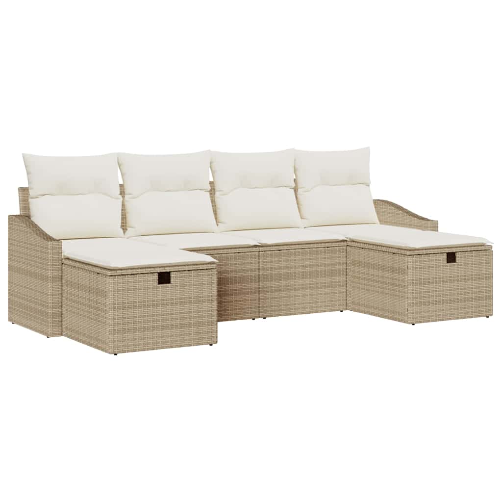 Bankstel met kussen 6 pcs poly rattan is nu te koop bij PeponiXL, paradijselijk wonen!