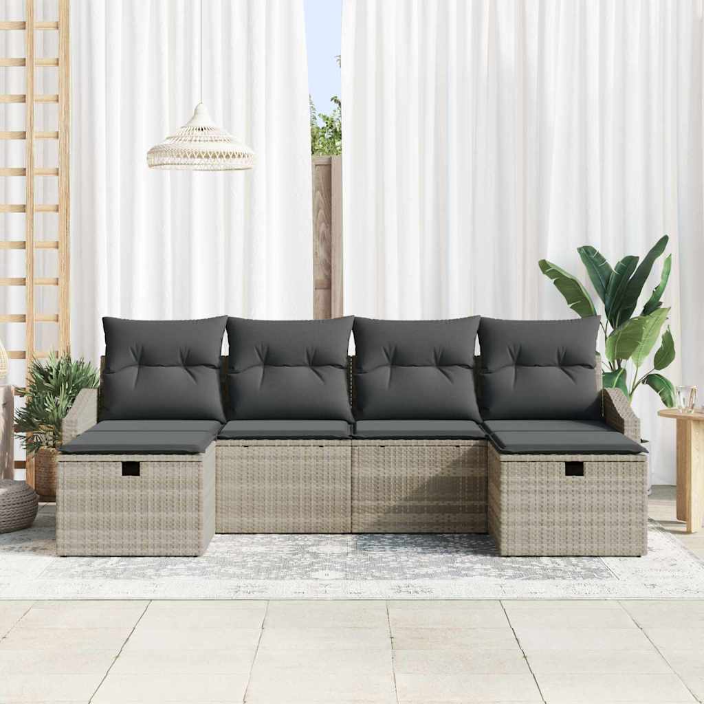 Bankstel met kussen 6 pcs poly rattan is nu te koop bij PeponiXL, paradijselijk wonen!