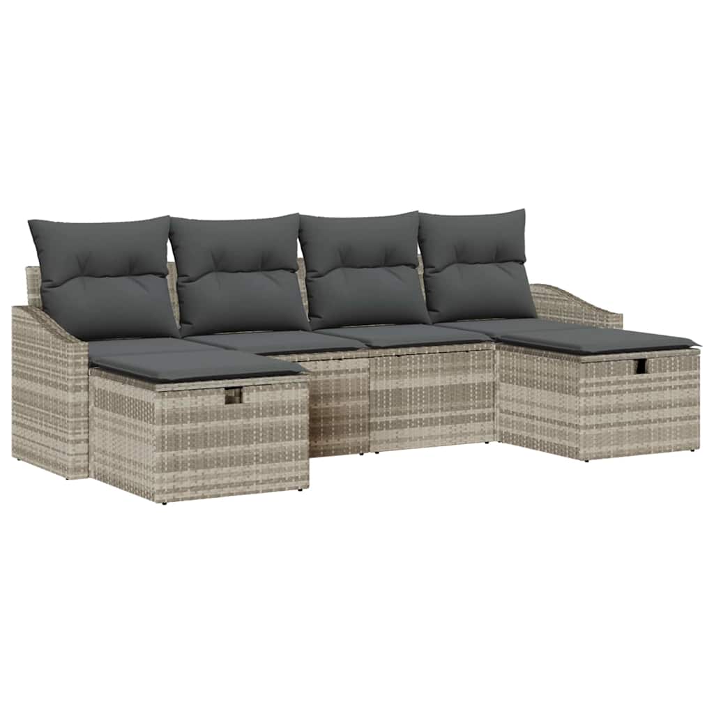 Bankstel met kussen 6 pcs poly rattan is nu te koop bij PeponiXL, paradijselijk wonen!