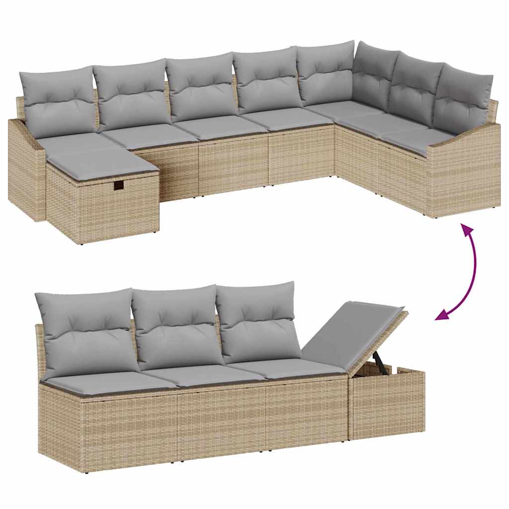 Bankstel met kussen 8 pcs poly rattan is nu te koop bij PeponiXL, paradijselijk wonen!