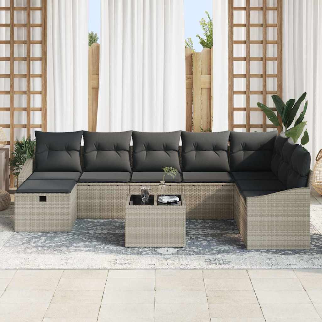 Bankstel met kussen 9 pcs poly rattan is nu te koop bij PeponiXL, paradijselijk wonen!