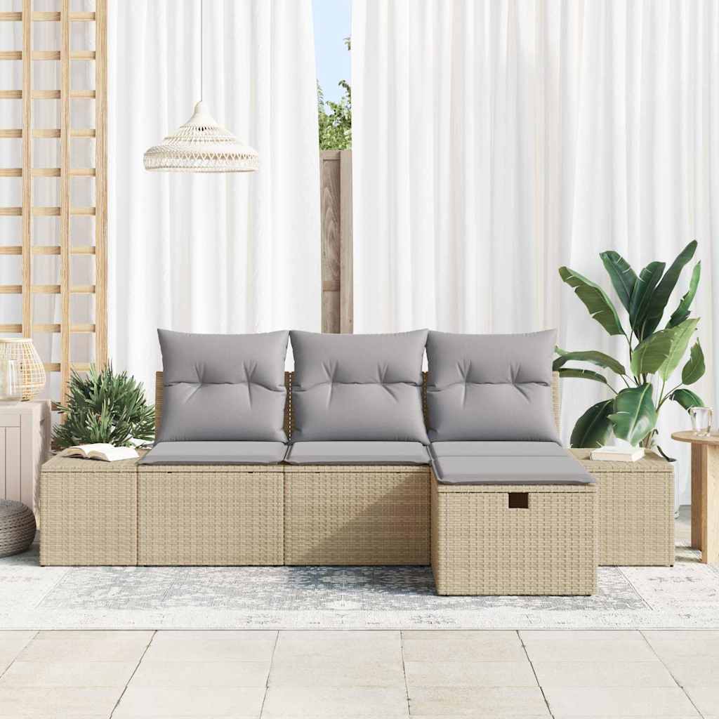 Bankstel 4 st poly rattan