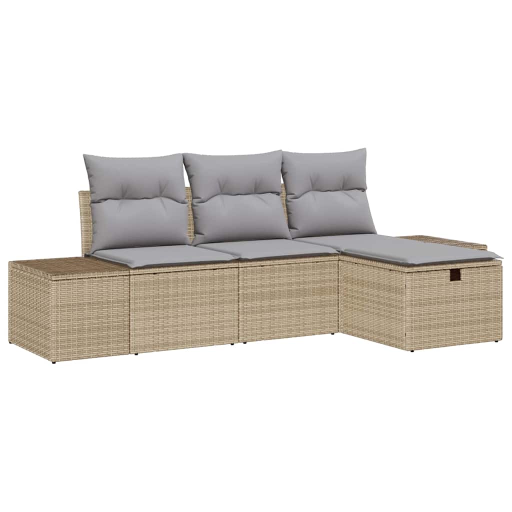 Bankstel 4 st poly rattan