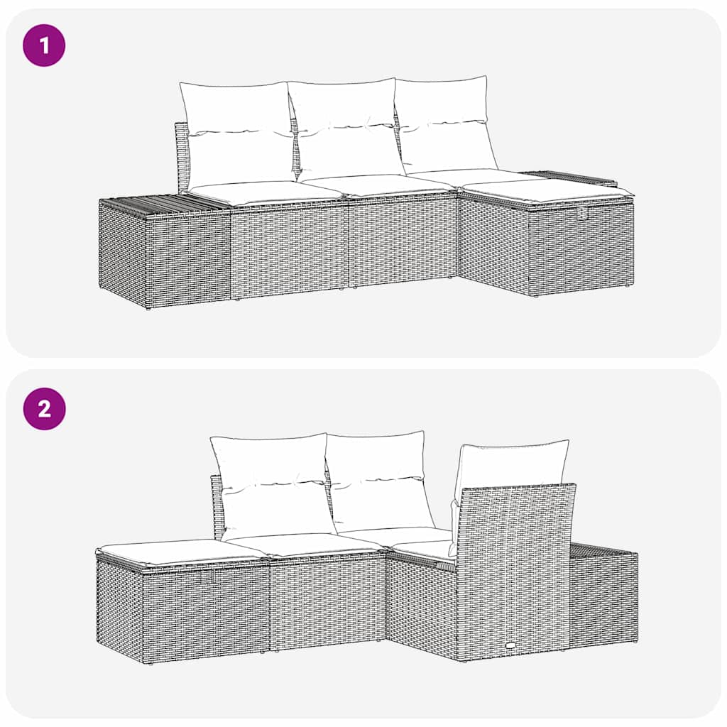 Bankstel 4 st poly rattan