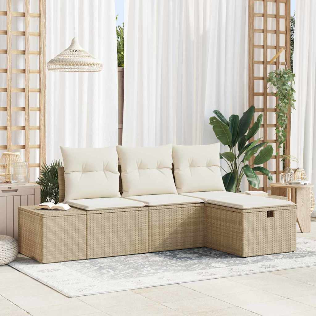Bankstel met kussen 4 pcs poly rattan is nu te koop bij PeponiXL, paradijselijk wonen!