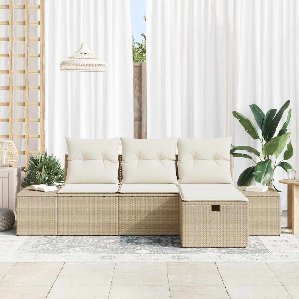 Bankstel met kussen 4 pcs poly rattan is nu te koop bij PeponiXL, paradijselijk wonen!