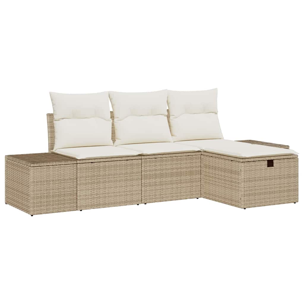 Bankstel met kussen 4 pcs poly rattan is nu te koop bij PeponiXL, paradijselijk wonen!