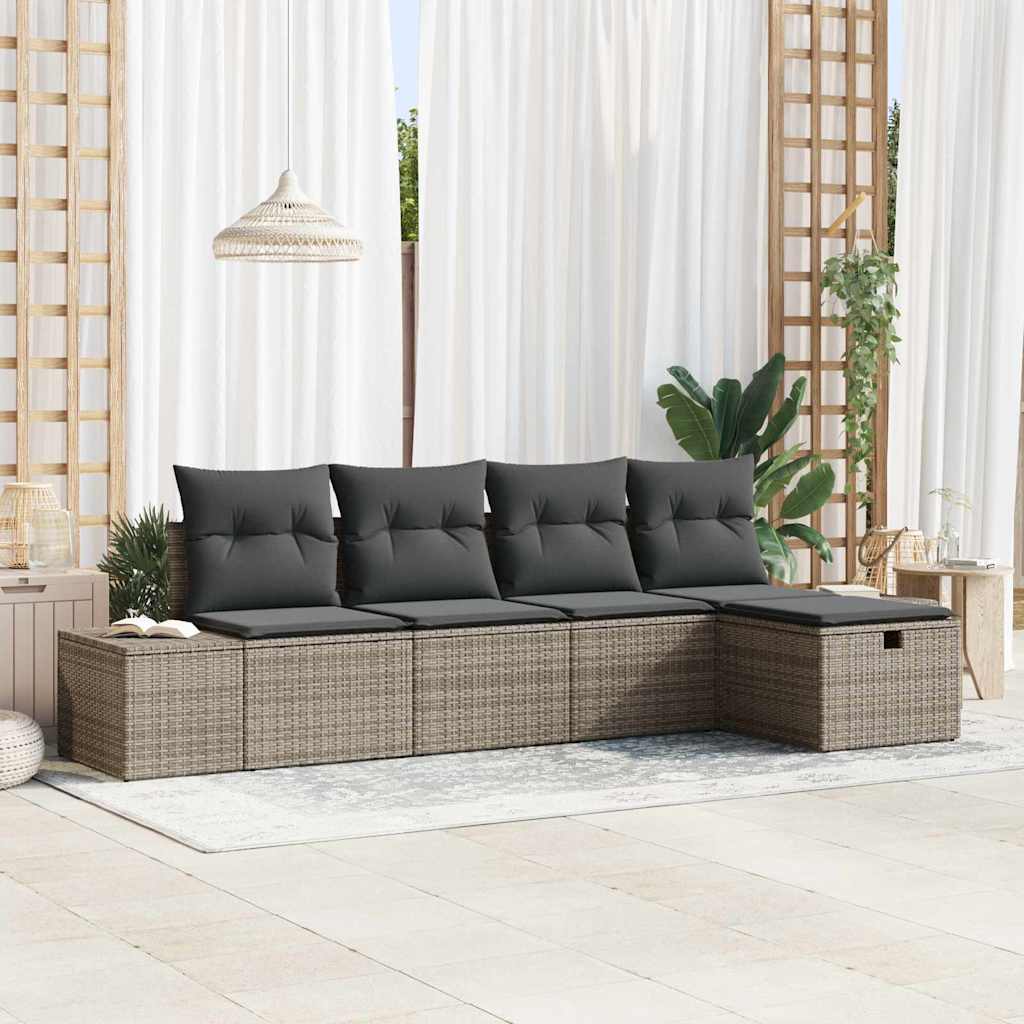 Bankstel met kussen 5 pcs poly rattan is nu te koop bij PeponiXL, paradijselijk wonen!