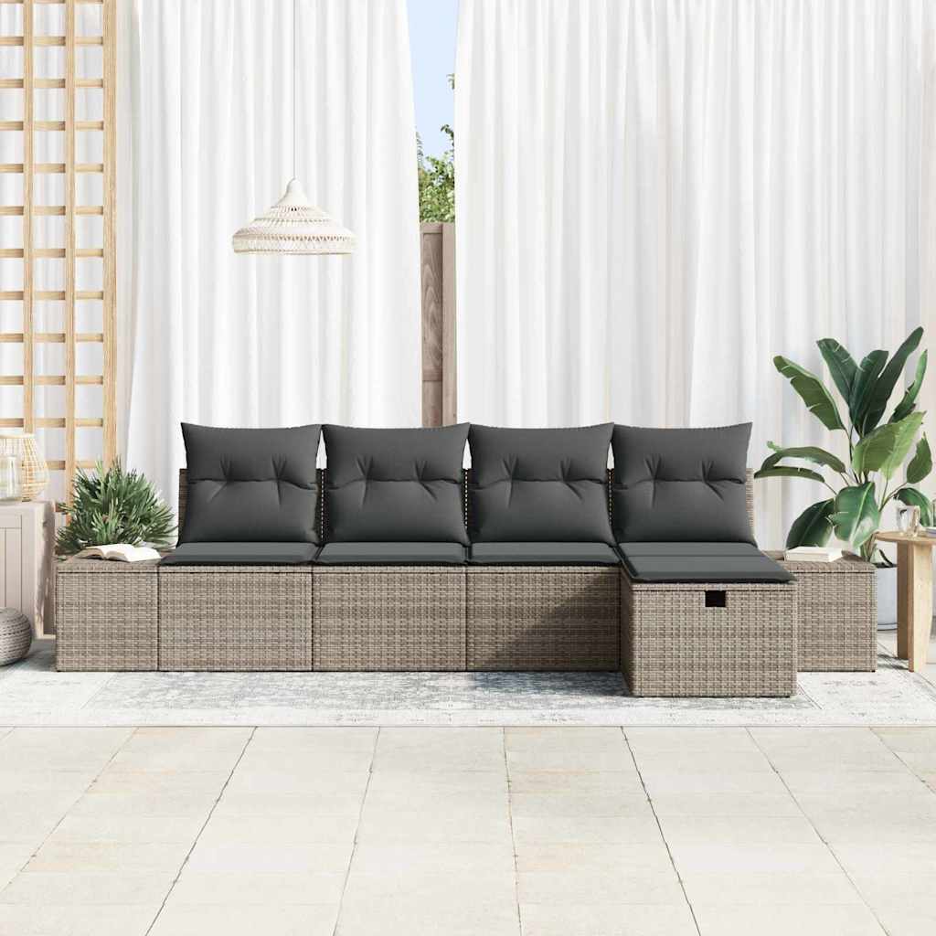 Bankstel met kussen 5 pcs poly rattan is nu te koop bij PeponiXL, paradijselijk wonen!