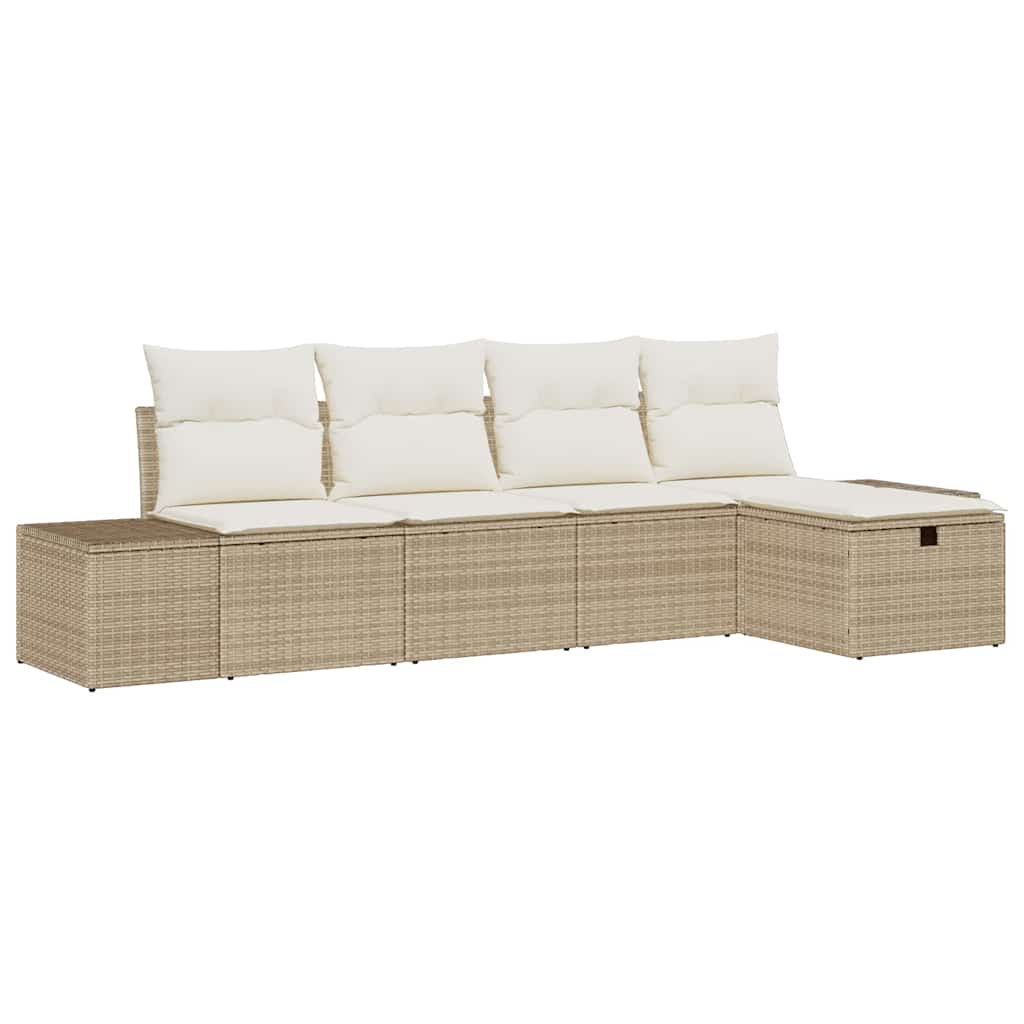 Bankstel met kussen 5 pcs poly rattan is nu te koop bij PeponiXL, paradijselijk wonen!