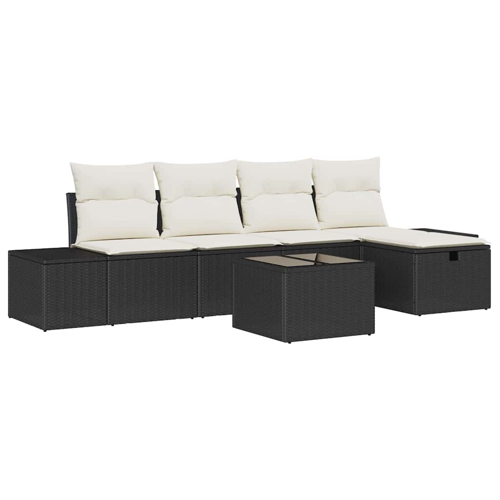 Bankstel met kussen 6 pcs poly rattan is nu te koop bij PeponiXL, paradijselijk wonen!