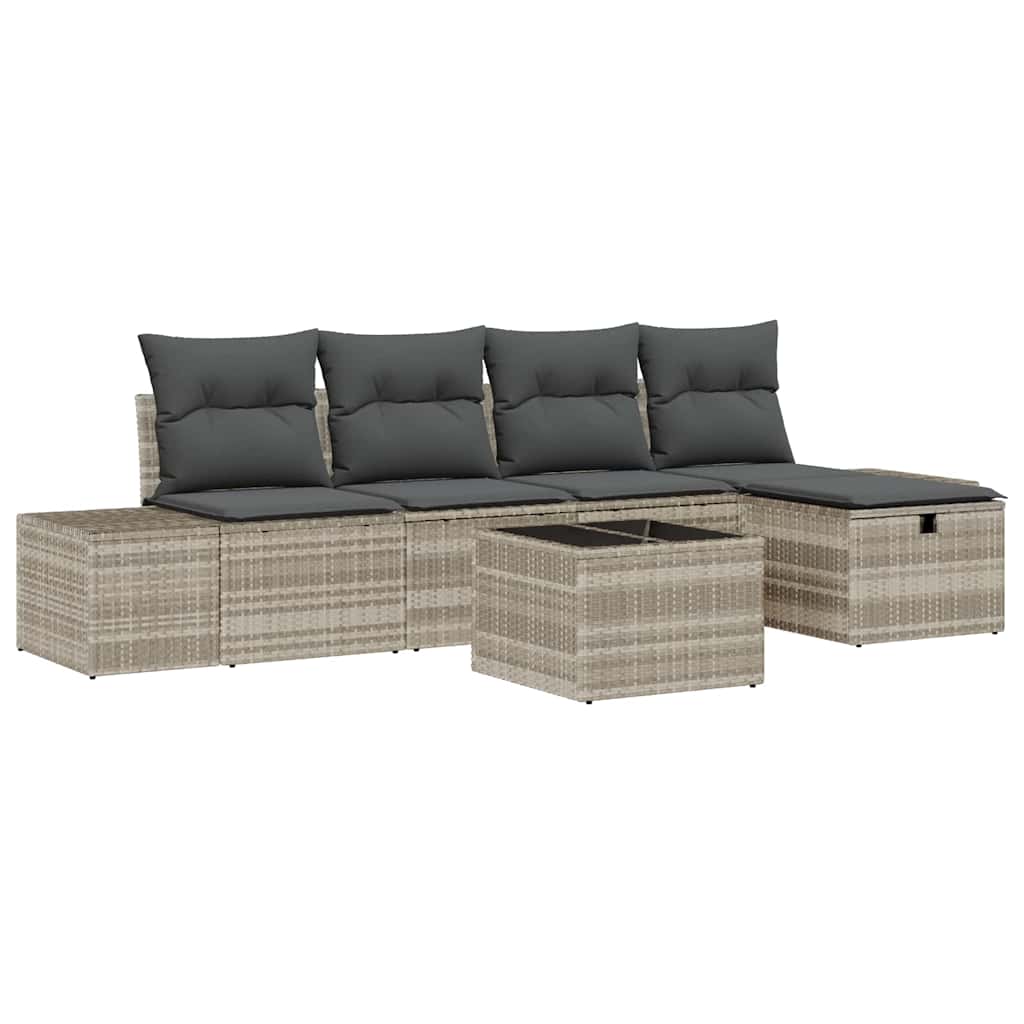 Bankstel met kussen 6 pcs poly rattan is nu te koop bij PeponiXL, paradijselijk wonen!