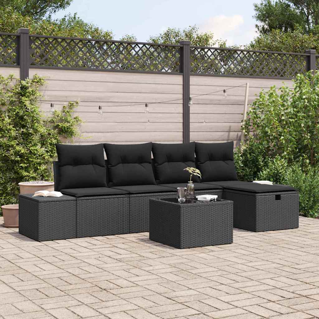 Bankstel met kussen 5 pcs poly rattan is nu te koop bij PeponiXL, paradijselijk wonen!