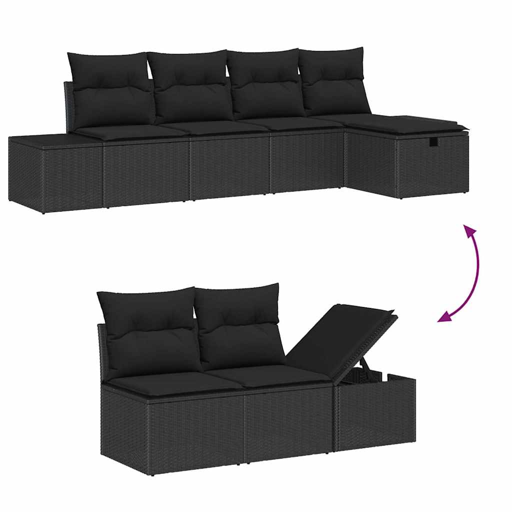 Bankstel met kussen 5 pcs poly rattan is nu te koop bij PeponiXL, paradijselijk wonen!