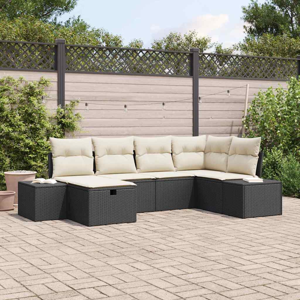 Bankstel met kussen 7 pcs poly rattan is nu te koop bij PeponiXL, paradijselijk wonen!