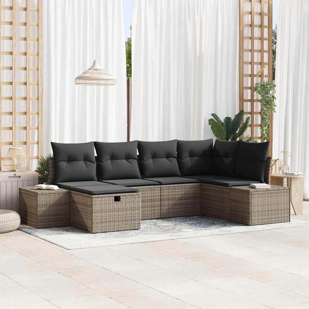 Bankstel met kussen 7 pcs poly rattan is nu te koop bij PeponiXL, paradijselijk wonen!