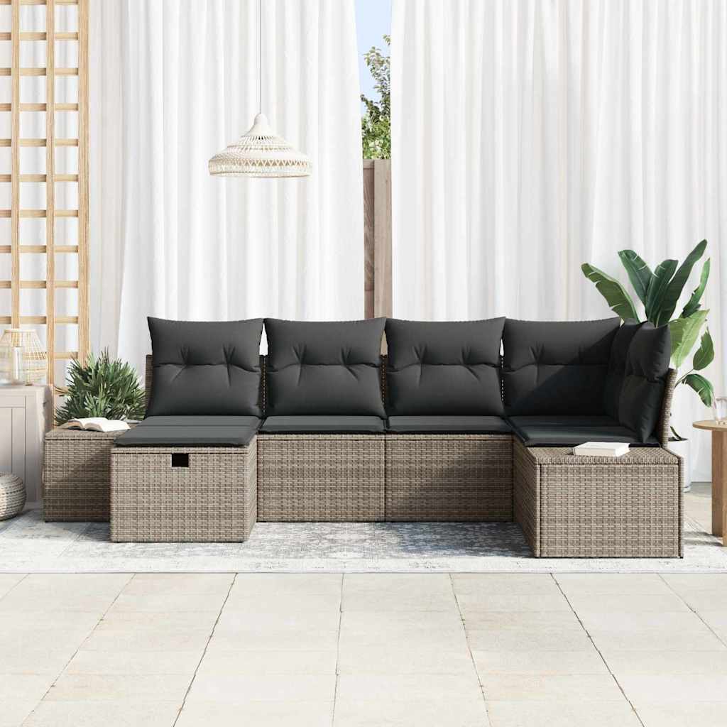Bankstel met kussen 7 pcs poly rattan is nu te koop bij PeponiXL, paradijselijk wonen!