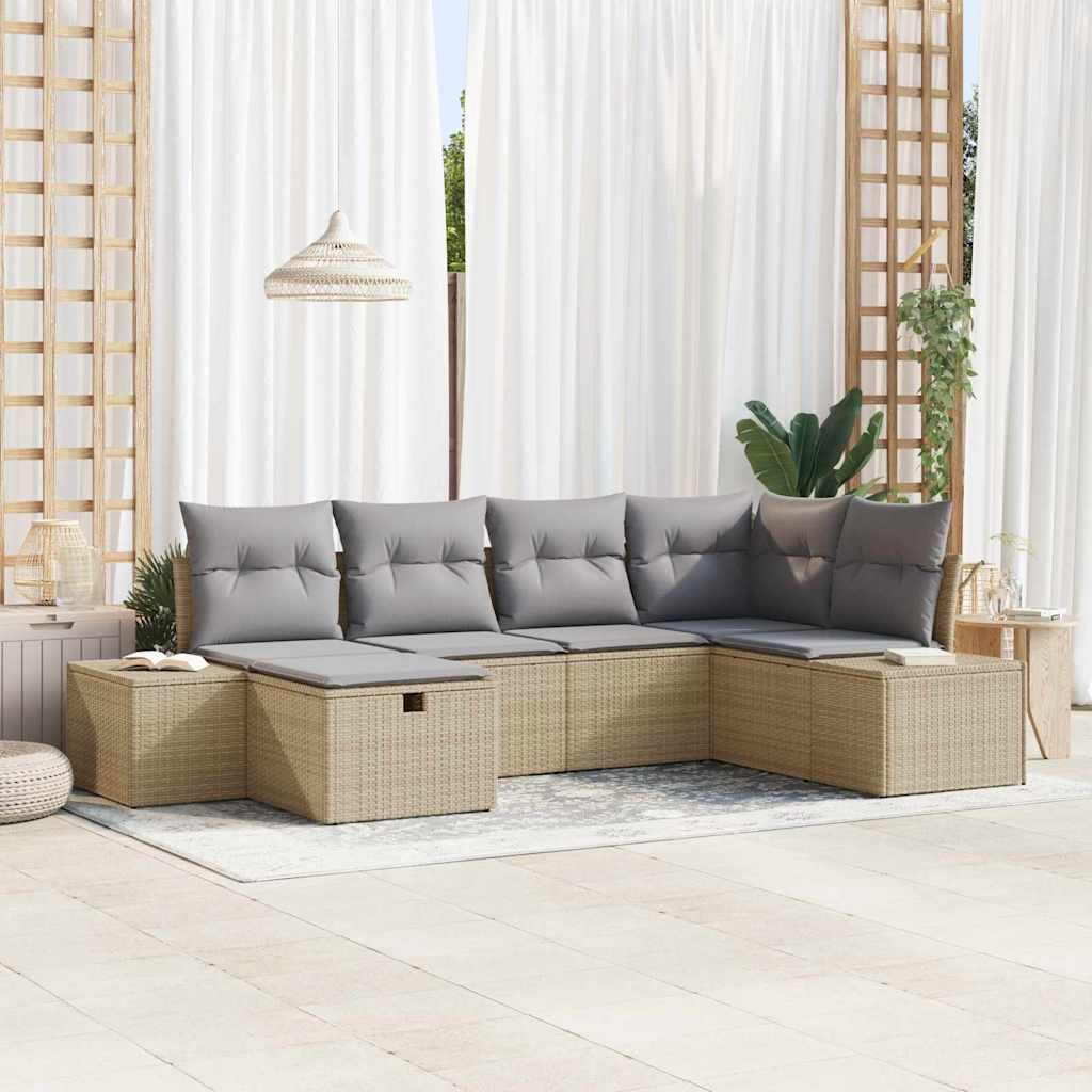 Bankstel met kussen 6 pcs poly rattan is nu te koop bij PeponiXL, paradijselijk wonen!