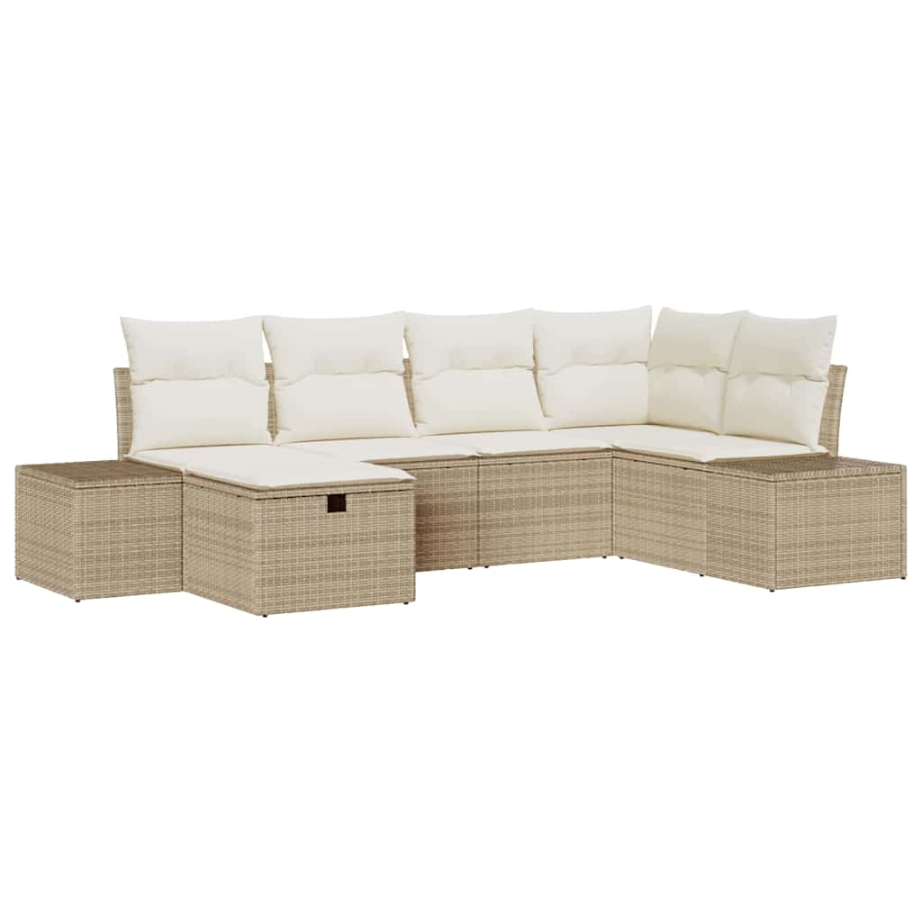 Bankstel met kussen 6 pcs poly rattan is nu te koop bij PeponiXL, paradijselijk wonen!
