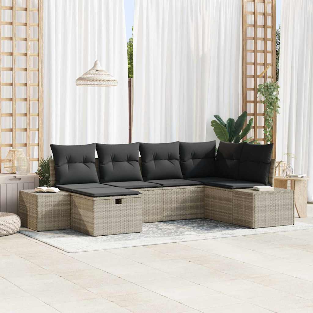 Bankstel met kussen 7 pcs poly rattan is nu te koop bij PeponiXL, paradijselijk wonen!