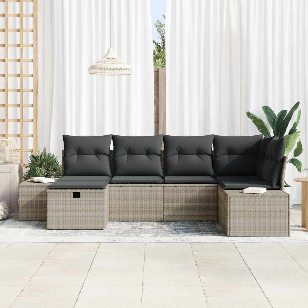 Bankstel met kussen 7 pcs poly rattan is nu te koop bij PeponiXL, paradijselijk wonen!