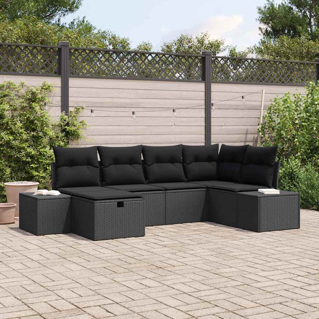 Bankstel met kussen 6 pcs poly rattan is nu te koop bij PeponiXL, paradijselijk wonen!