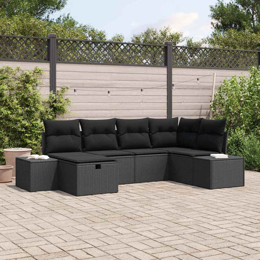 Bankstel met kussen 6 pcs poly rattan is nu te koop bij PeponiXL, paradijselijk wonen!