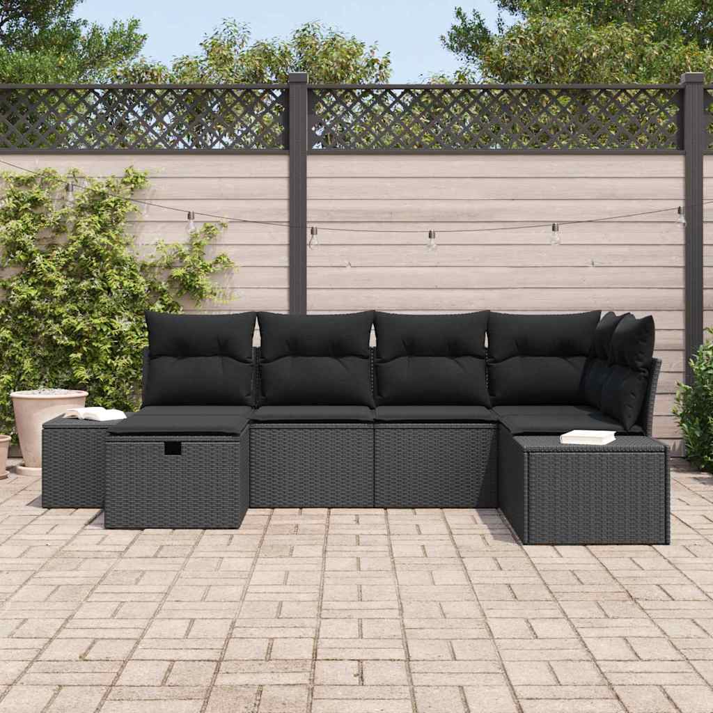 Bankstel met kussen 6 pcs poly rattan is nu te koop bij PeponiXL, paradijselijk wonen!