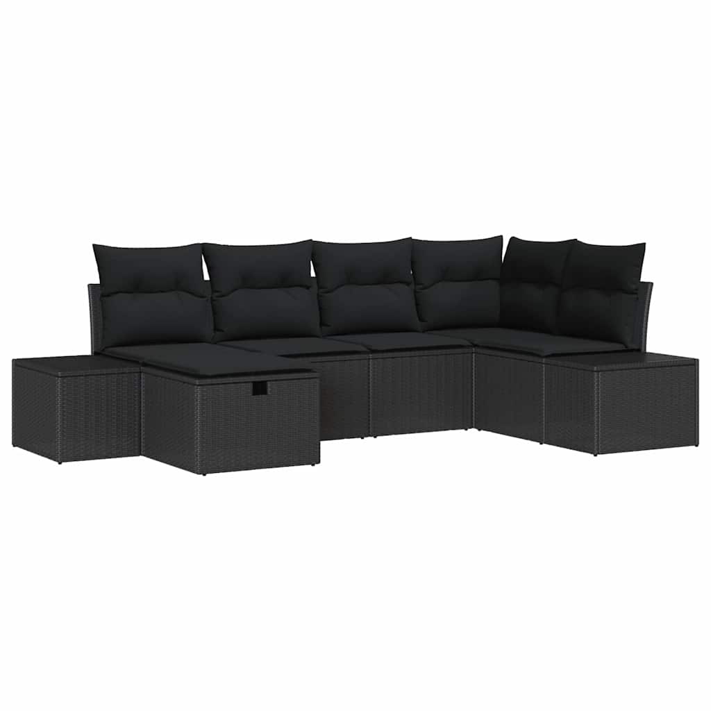Bankstel met kussen 6 pcs poly rattan is nu te koop bij PeponiXL, paradijselijk wonen!