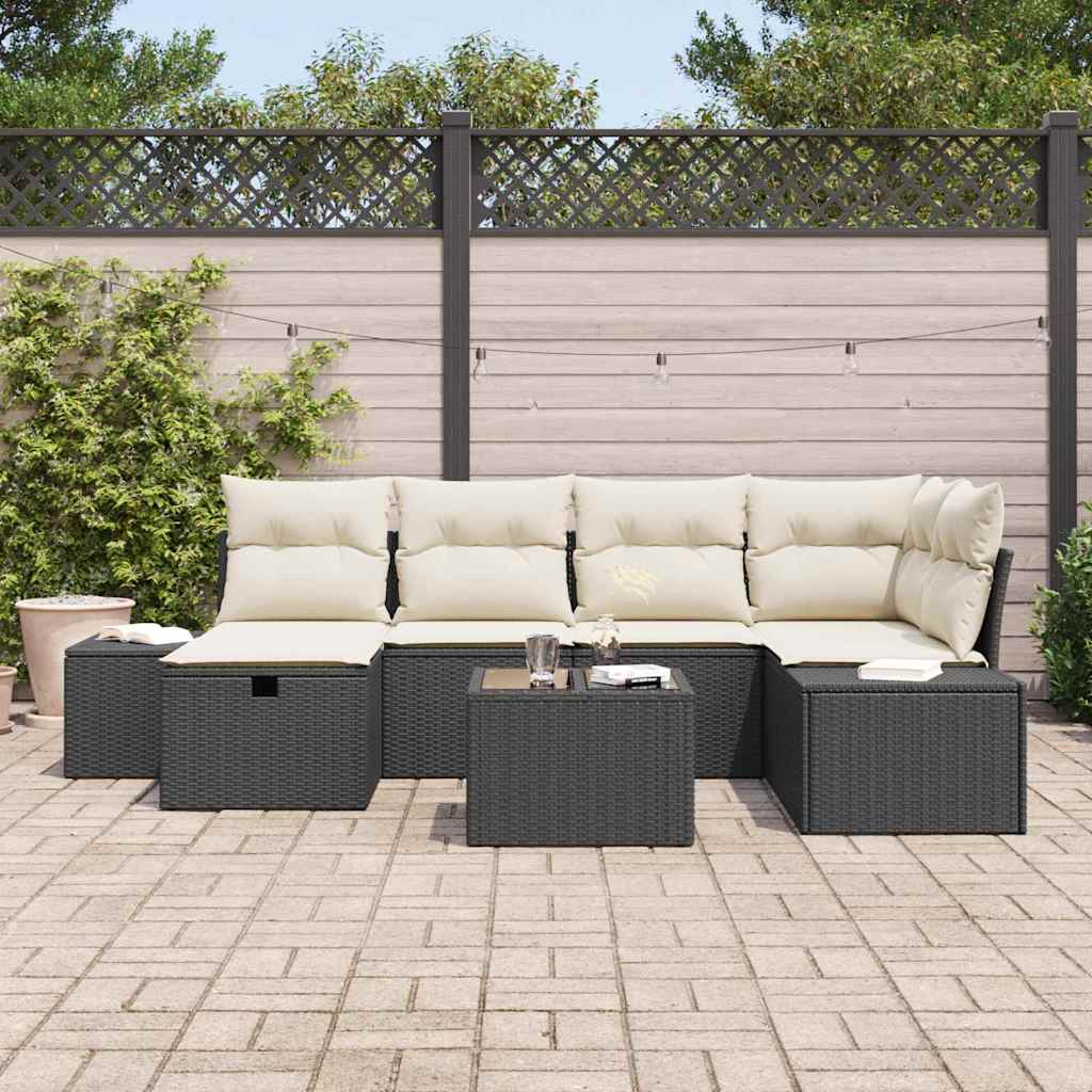 Bankstel met kussen 7 pcs poly rattan is nu te koop bij PeponiXL, paradijselijk wonen!