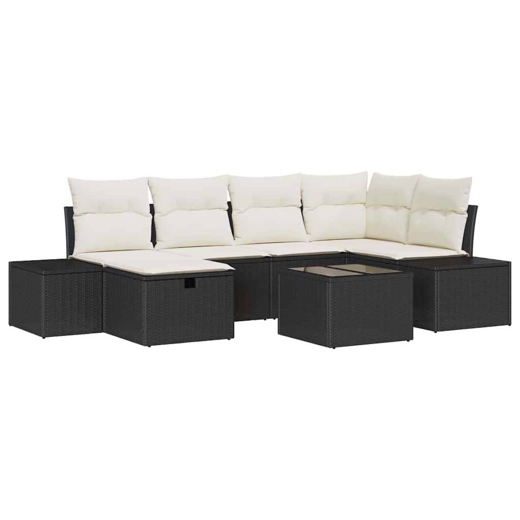 Bankstel met kussen 7 pcs poly rattan is nu te koop bij PeponiXL, paradijselijk wonen!