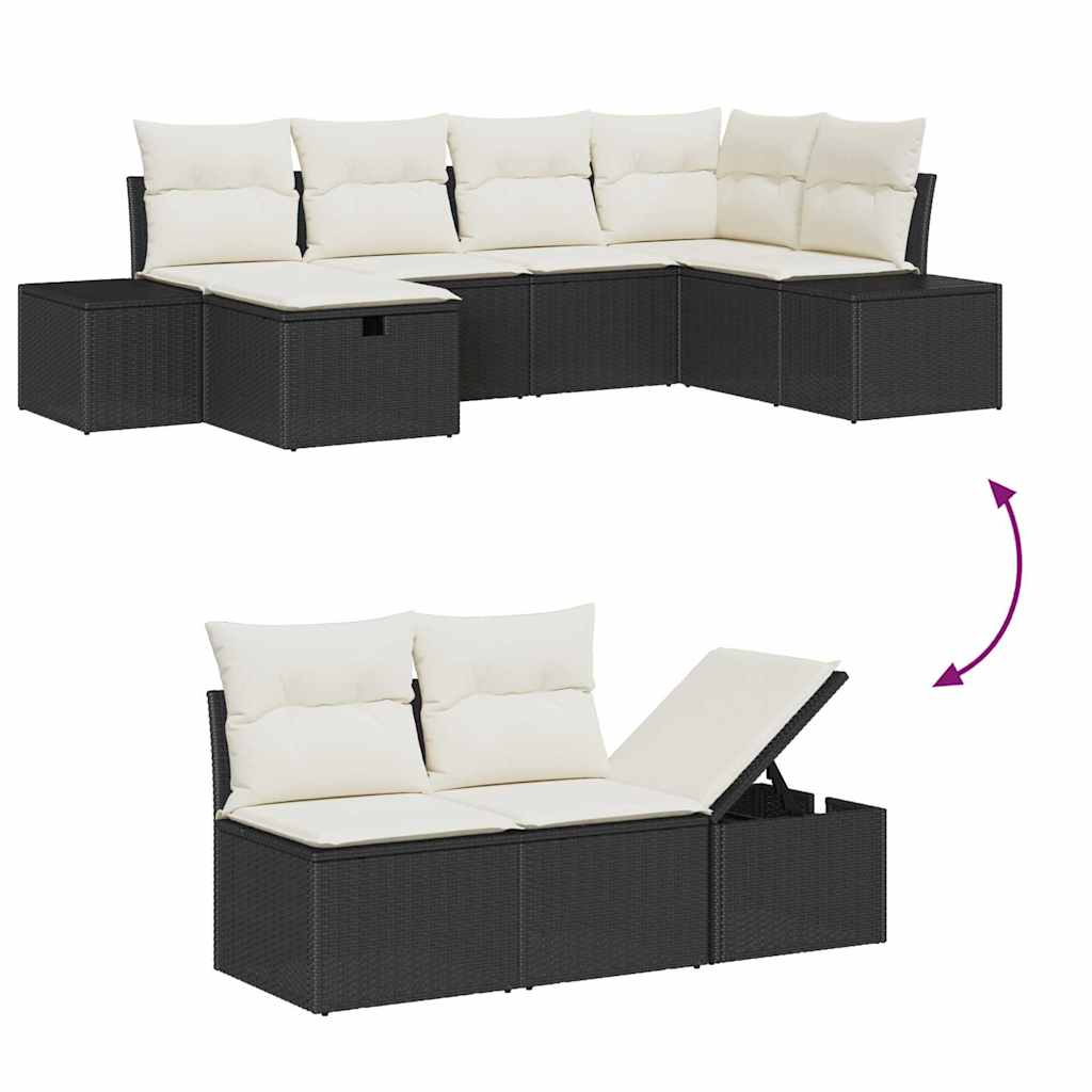 Bankstel met kussen 7 pcs poly rattan is nu te koop bij PeponiXL, paradijselijk wonen!
