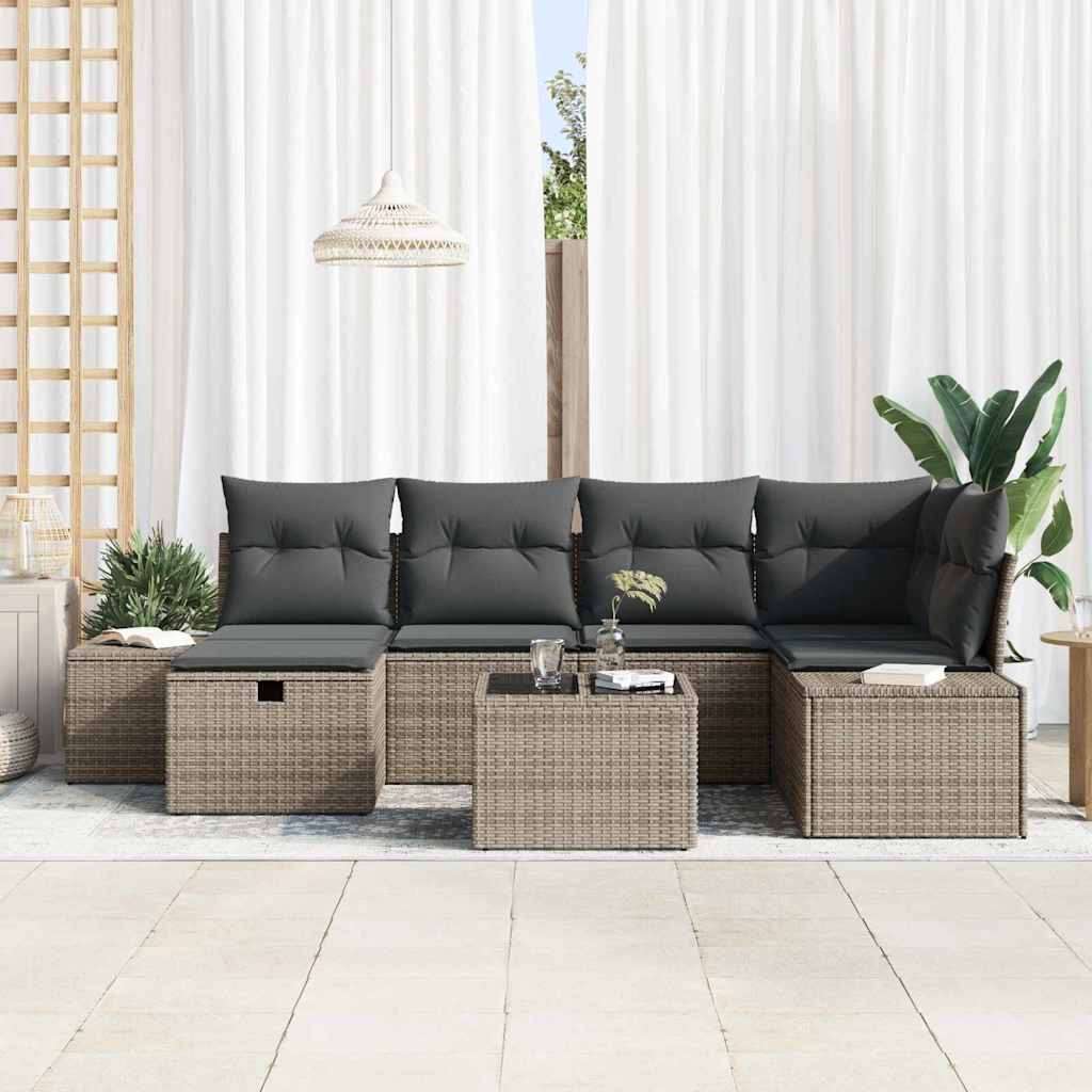 Bankstel met kussen 7 pcs poly rattan is nu te koop bij PeponiXL, paradijselijk wonen!