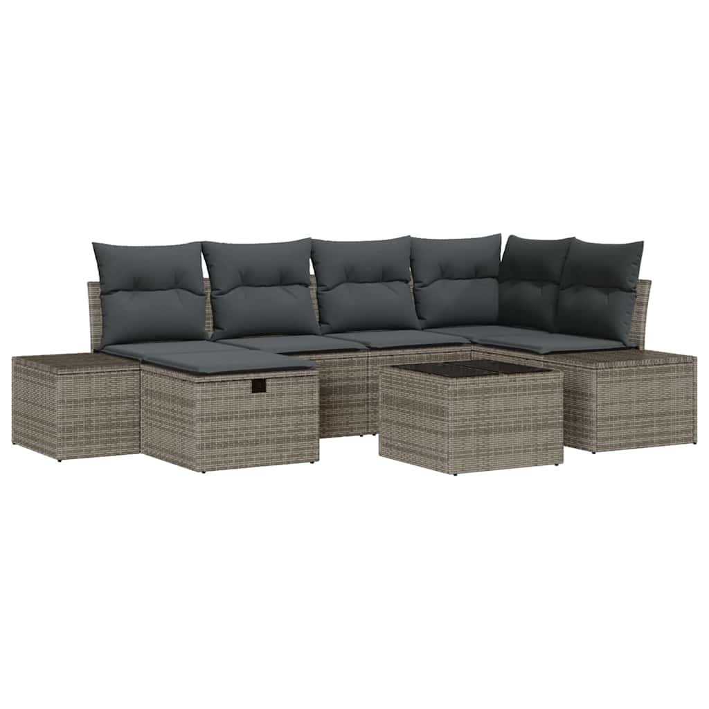 Bankstel met kussen 7 pcs poly rattan is nu te koop bij PeponiXL, paradijselijk wonen!