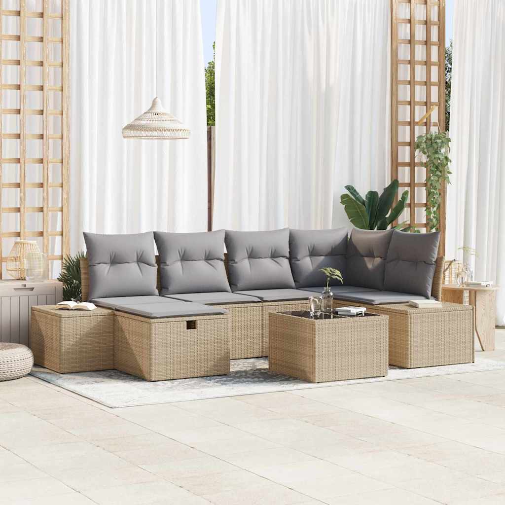 Bankstel met kussen 6 pcs poly rattan is nu te koop bij PeponiXL, paradijselijk wonen!