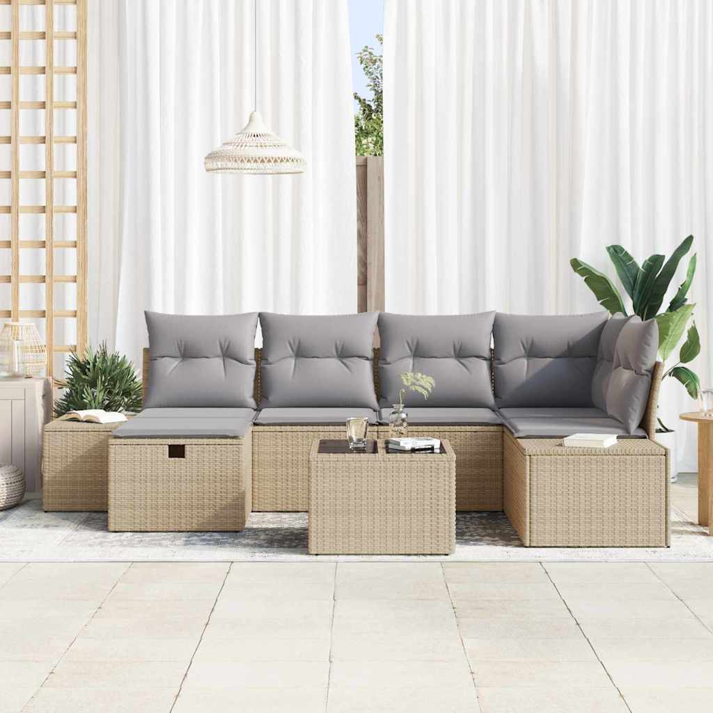 Bankstel met kussen 6 pcs poly rattan is nu te koop bij PeponiXL, paradijselijk wonen!