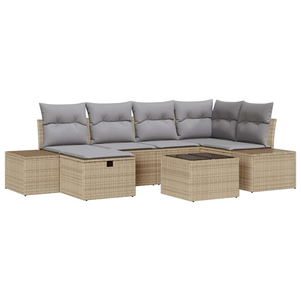 Bankstel met kussen 6 pcs poly rattan is nu te koop bij PeponiXL, paradijselijk wonen!
