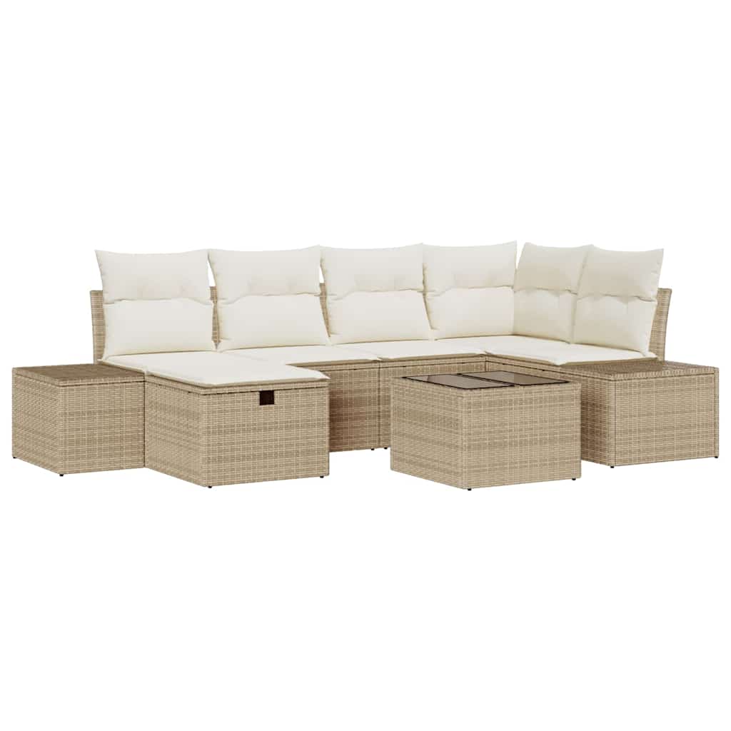 Bankstel met kussen 7 pcs poly rattan is nu te koop bij PeponiXL, paradijselijk wonen!