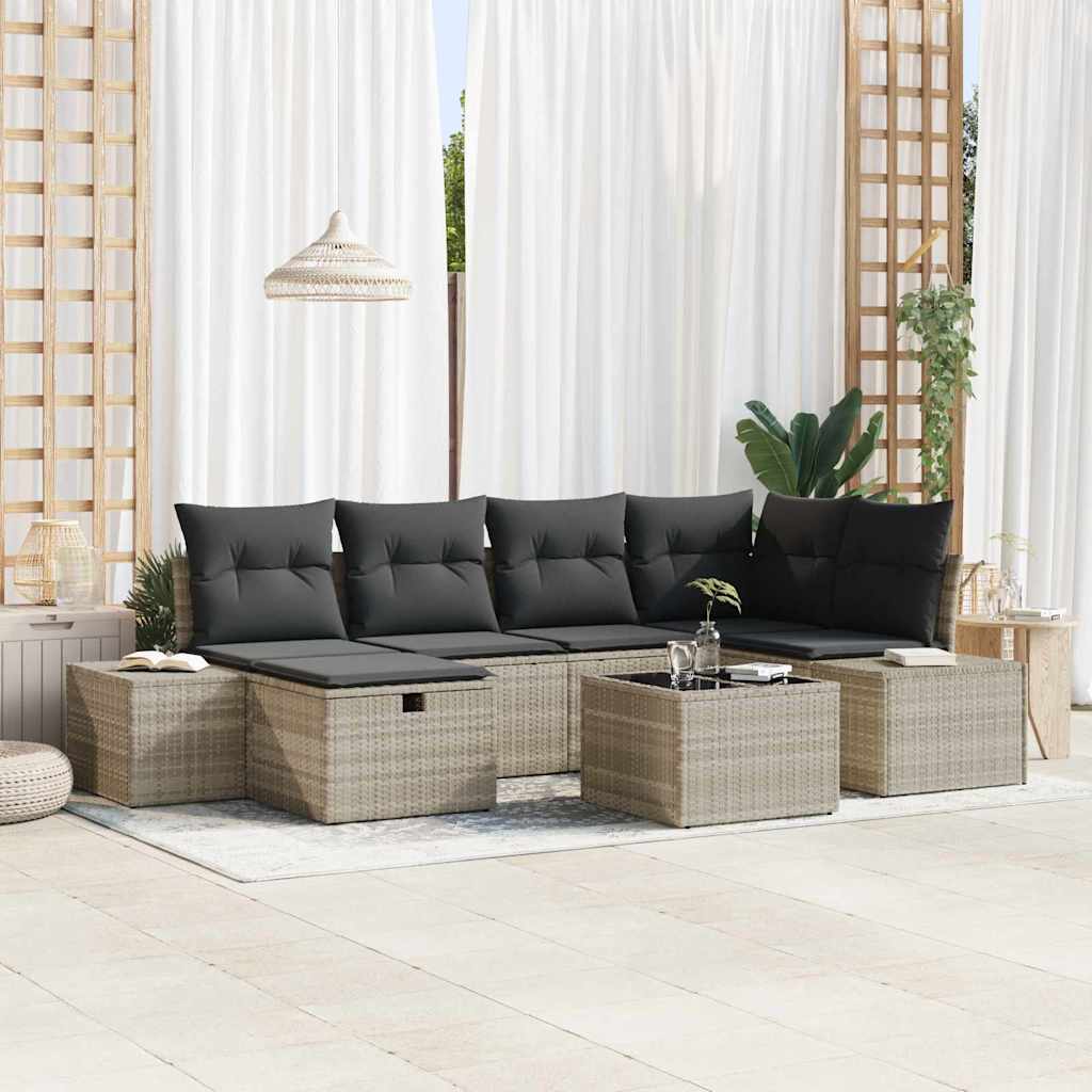 Bankstel met kussen 6 pcs poly rattan is nu te koop bij PeponiXL, paradijselijk wonen!